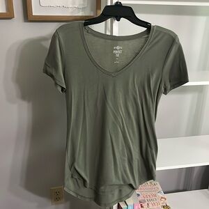 Green Short Sleeve V-neck
